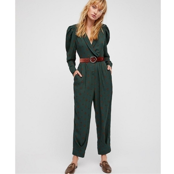 NWT *Flawed* Free People Jumpsuit Star Eyes in Jade size XS - Picture 1 of 8